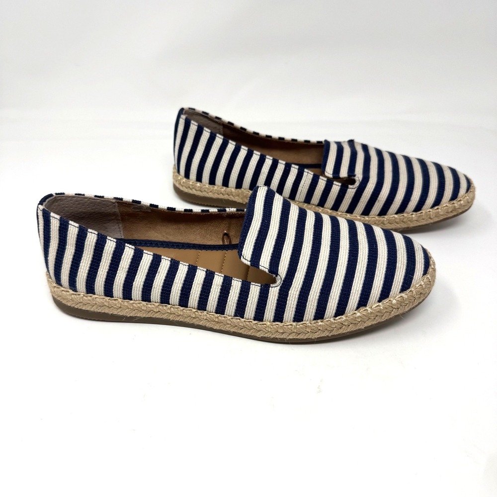 Me Too Coast Womens Navy White Striped Espadrille Loafers Size 7.5M 448985